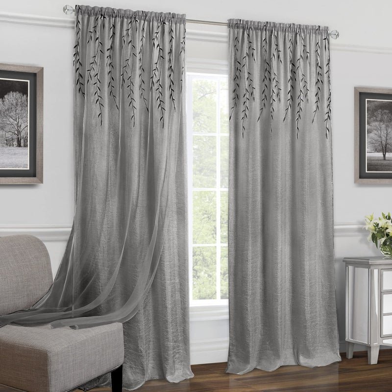 ACHIM Light Filtering Rod Pocket Panel Window Curtain - 84 Inch Length, 42 Inch Width - Grey - Room Darkening & Machine Washable Soft Polyester Drapes for Bedroom Living & Dining Room Home Decor - Image 1